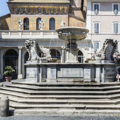 Take in the stunning ancient architecture including this fountain located right outside your front door