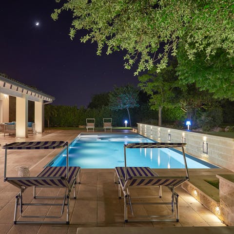 Enjoy a moonlit dip in the private pool