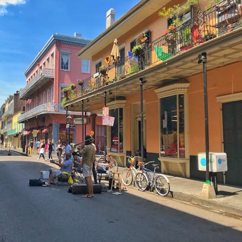 Stroll around the historic French Quarter, admiring the colourful buildings and visiting cute coffee shops – less than a ten-minute drive away