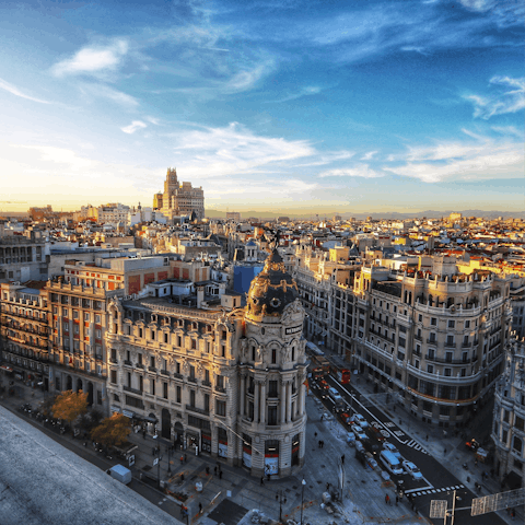 Travel into Madrid in under half an hour to explore the city's sights