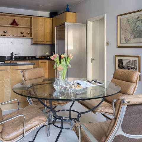 Settle in for a long dinner in the dine-in kitchen