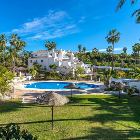 Cool off back at the complex's shared, palm-fringed pools