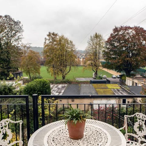 Enjoy a morning coffee on the private balcony
