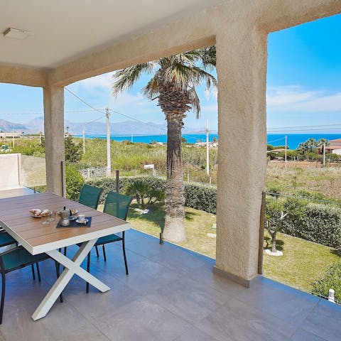 Admire the stunning sea views from this home’s terrace
