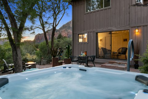 Savour magical soaks in the private hot tub