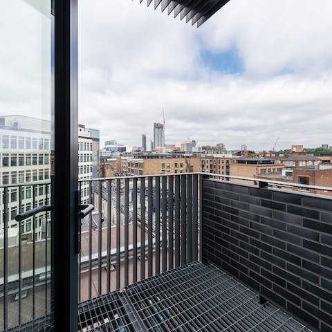 Enjoy a morning coffee while taking in the views from the balcony