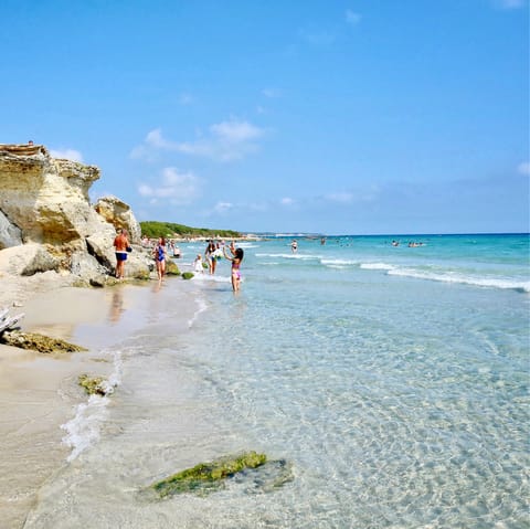 Stay on the outskirts of Maruggio, only a five-minute drive from the sandy seaside