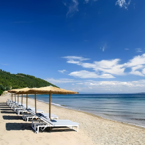 Stroll to the nearby beach to swim and sunbathe