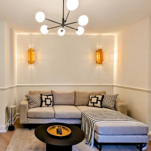Relax in the living area during a quiet night at home