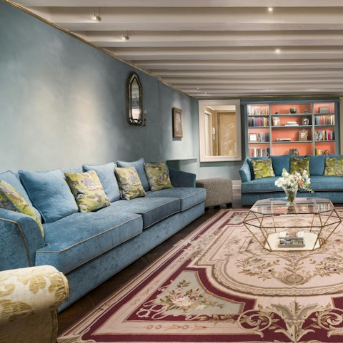 Lounge in the grand surroundings in the living room