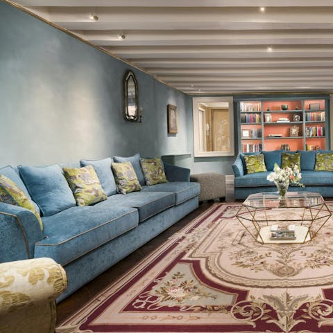 Lounge in the grand surroundings in the living room