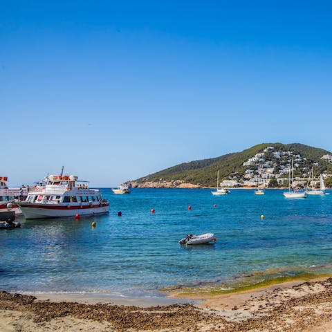 Drive twelve minutes to the marina and shores of Santa Eulalia Del Río