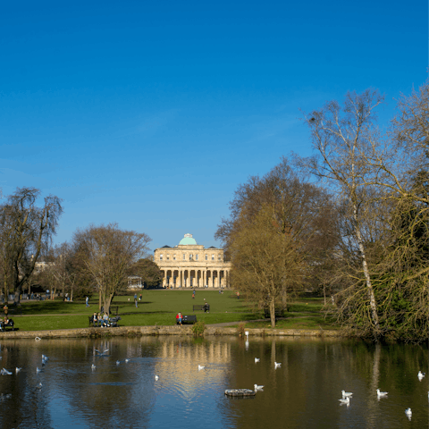 Visit the aviary at Pitville Park, only a short drive away