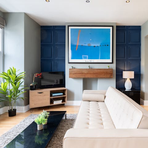 Chill out in the stylish living area after sightseeing