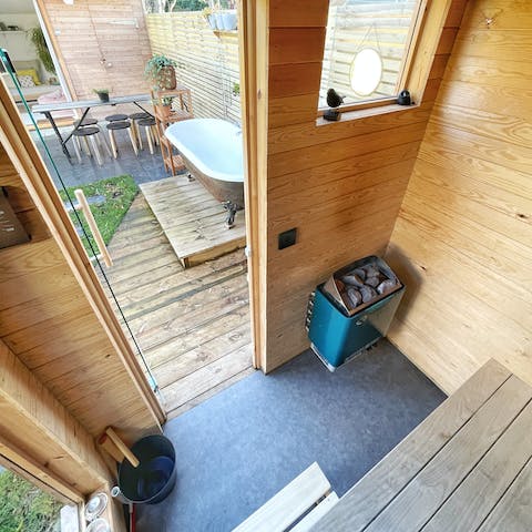 Have a long session in the sauna in the garden and leave with a healthy glow