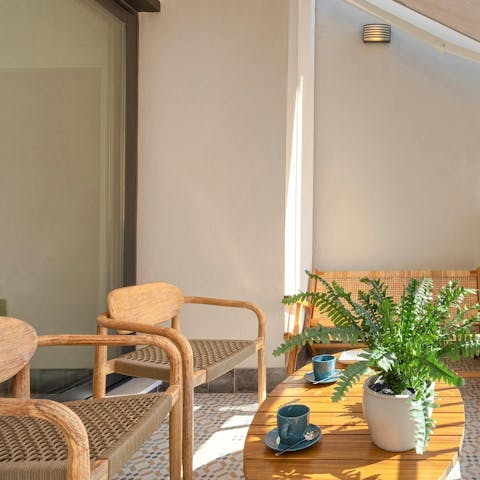Have a glass of tinto de verano on the private terrace