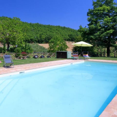 Swim laps in the private swimming pool