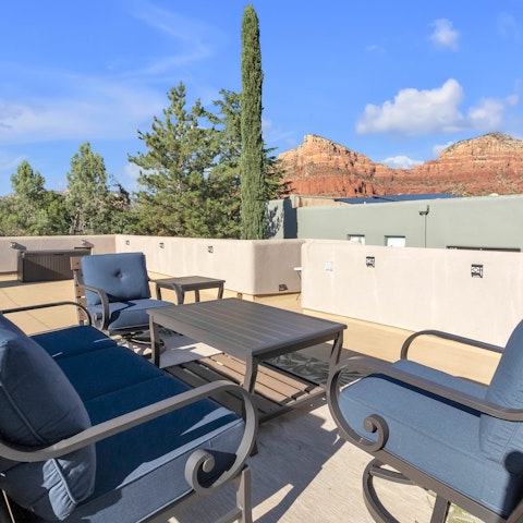 Take in the red rock view as you sip your morning coffee