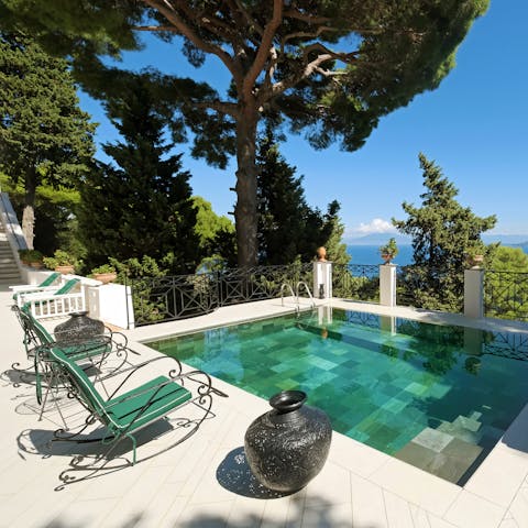 Cool off in the private pool and admire the stunning views