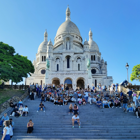 Stroll to the magnificent Sacré-Coeur Basilica – it's a few minutes away