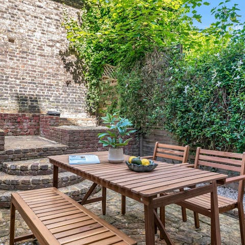 Relax outside in the peaceful private garden