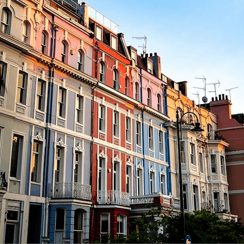 Hop on a quick tube and explore the colourful streets of Notting Hill