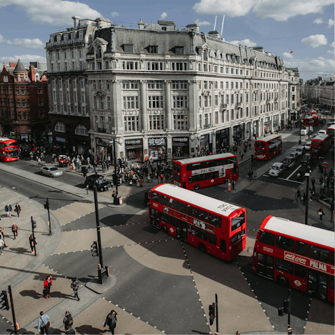 Spend a day shopping among the hustle and bustle of Oxford Street, just a stroll away