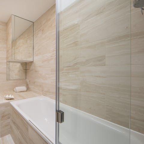 Treat yourself to an indulgent soak in the home's bathtub