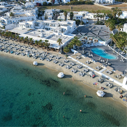 Soak up the buzz of Mykonos from Ornos Beach