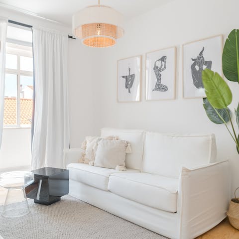 Relax and unwind in the bright and stylish living room