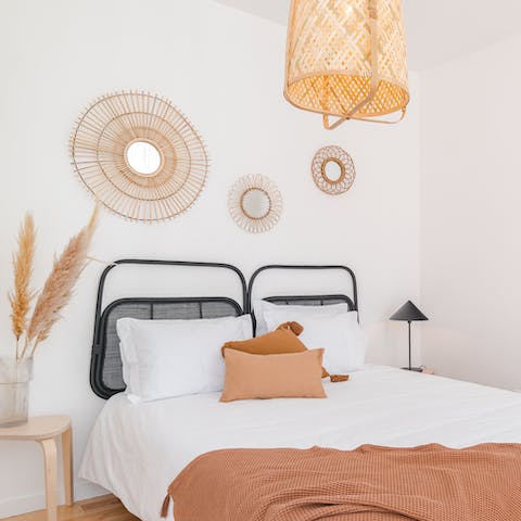 Get a good night's rest in the charming and comfy bedroom