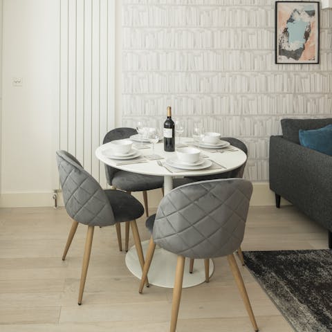 Enjoy a sociable meal at the dining table