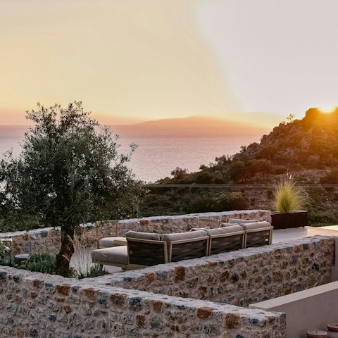 Pour a glass of something bubbly and watch the sunset from the terrace