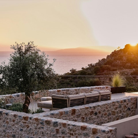 Pour a glass of something bubbly and watch the sunset from the terrace