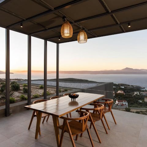 Sit down for meze and wine as you admire the glittering sea views