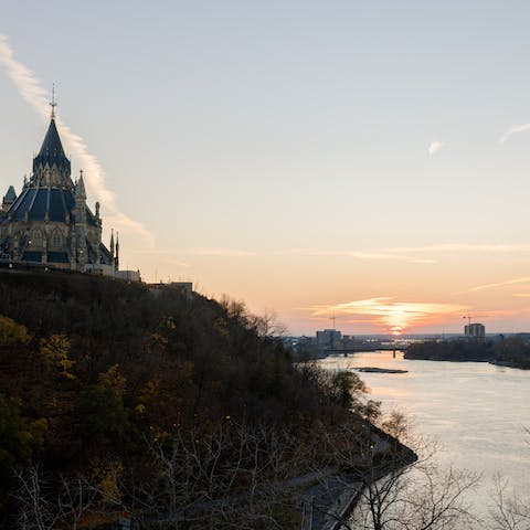 Walk to Confederation Park in four minutes and spot the river beyond