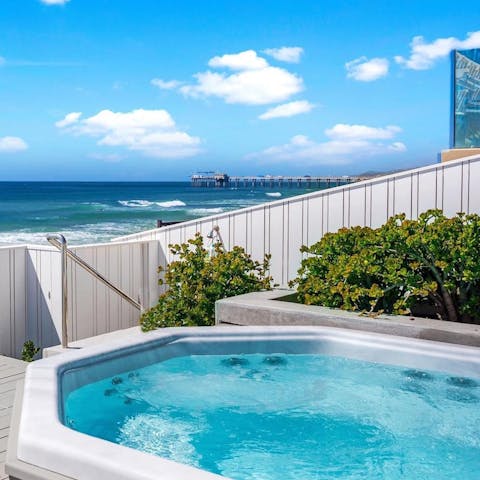 Pop open a bottle of fizz and soak your cares away in the Jacuzzi