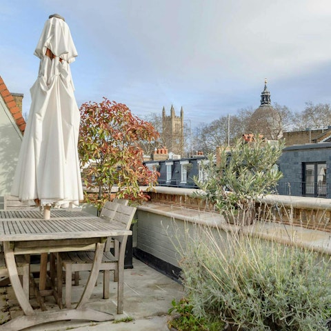 Peer out over Kensington's rooftops from the private terrace