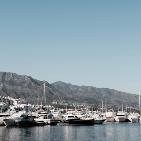 Drive to Puerto Banús and wander around the marina