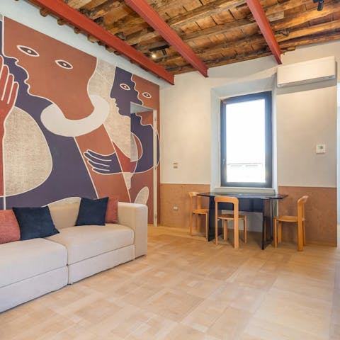 Admire impressive original architectural features