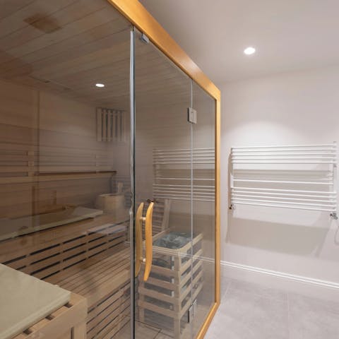 Feel a wonderful sense of wellbeing after a session in the sauna