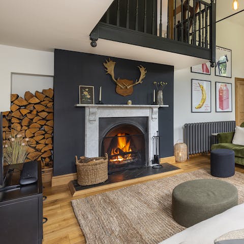 Get a roaring fire going in the living room on blustery nights