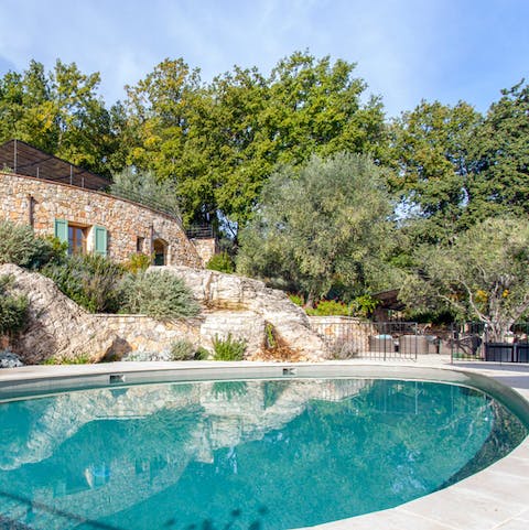 The unusually-shaped pool is definitely a bonus
