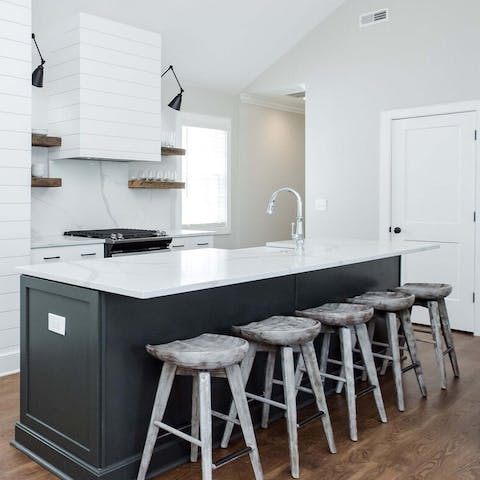 Have morning coffee at the sleek breakfast bar