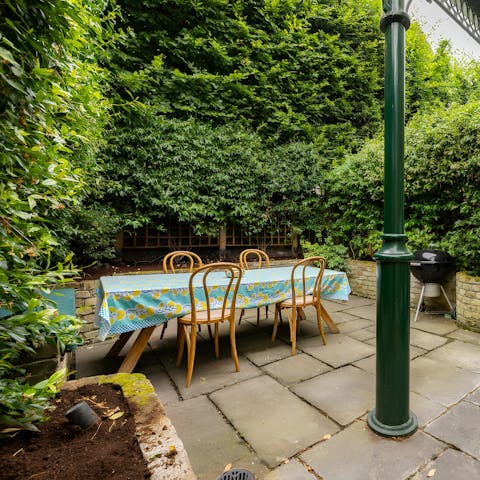 Fire up the barbecue and feast in the private garden