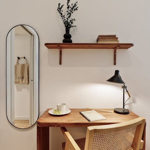Catch up on work from the handy desk