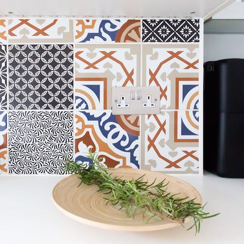 The beautiful tile work throughout the home