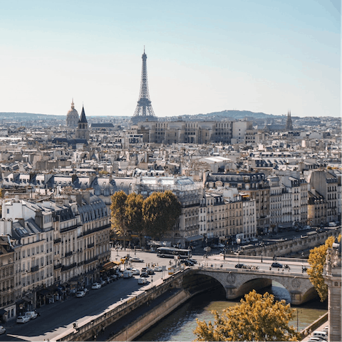 Stay in the heart of Paris – here you're about halfway between the Eiffel Tower and the Louvre