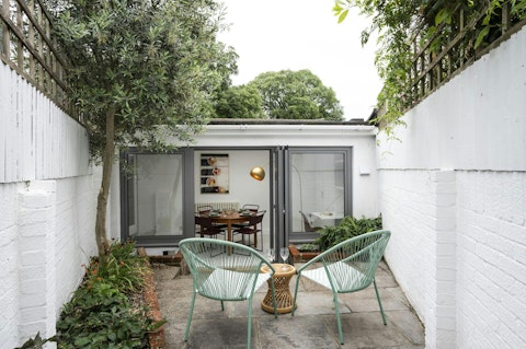 Sip evening drinks outdoors in the secluded courtyard