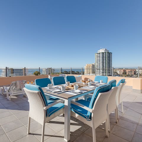 Gather your group on the terrace for an evening feast